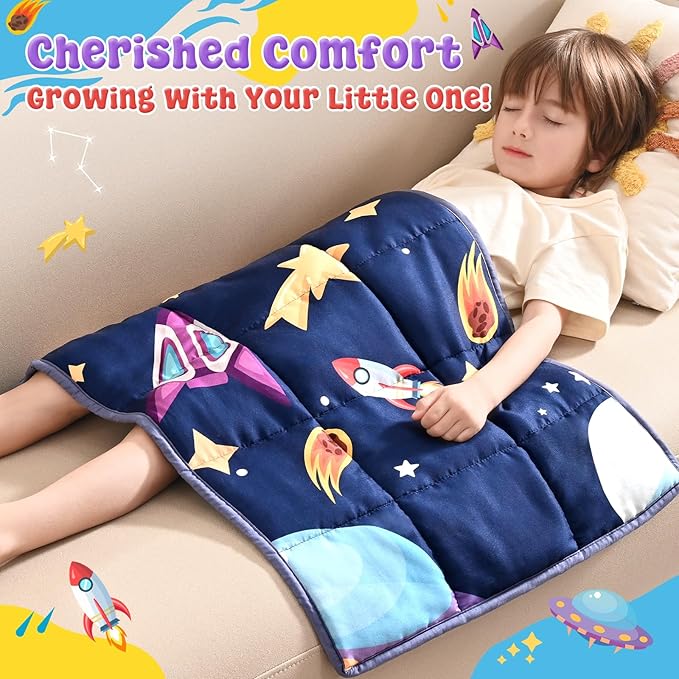 anfie Weighted Lap Pad 2 Pounds, Weighted Blanket (30"*40") Cooling Blanket for Sleeping,Weighted Throw Blanket for Travel Indoor Outdoor (Blue Aerospace)