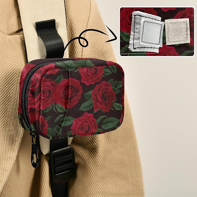 xigua Rose Flower Pill Case 7-Day Travel Pill Organizer Box with Zipper Closure for Vitamins, Medication and Supplements