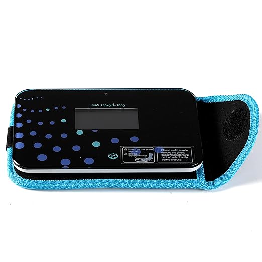 NEWLINE NY Step-on Super Mini Smallest Travel Bathroom Scale with Protection Sleeve: SBB0638SM-TW(Trendy Wave)+S002BU