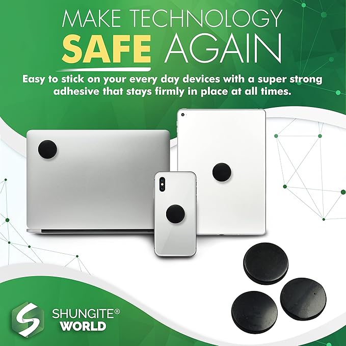 3 pcs Authentic Shungite Stickers Polished 30 mm / 1.18" Genuine Healing Energy Stone Protection Plate for Cell Phone Case Tablet Laptop Computer Noble Gemstone Protector Crystal