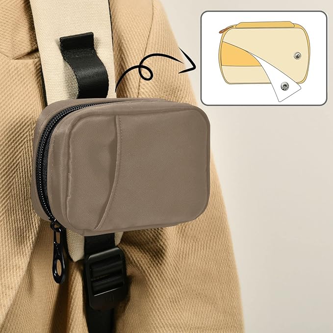 Pill Box 7 Day Pill Case Travel Pill Organizer Bag with Zipper Portable Weekly Case Compact Size for Vitamin Supplement Holder, Solid Color Brown