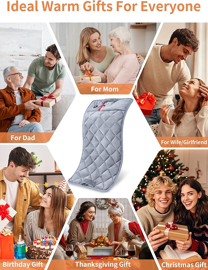 Vofuoti Portable Heating Pad, Cordless Weighted Heating Pads with 10000mAh Battery and 3 Heat Settings, Electric Heated Pad for for Back, Abdomen, Neck & Shoulder, Gift for Family, 12" x 24"