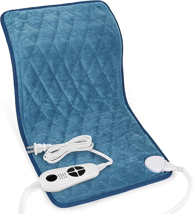 Deepsoon Heating Pad,Electric Heating Pads for Back,Neck,Abdomen,Moist Heating Pad for Shoulder,Knee,Arms,Legs,Dry/Moist Heat & Auto Shut Off,Christmas Gifts for Men and Women,Weighted Blue,24x12 Inch