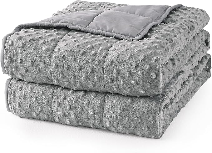 Mr. Sandman Weighted Blanket for Adults, Minky Dots Heavy Blanket for Woman, Man Sleeping/Calm, Soft, Cozy and Cooling Weighted Throw Blankets, Machine Washable, 60 x 80in, 20 Pounds, Grey