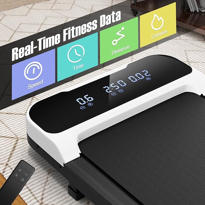 Goplus Walking Pad, 2.5 HP Under Desk Treadmill with Remote Control & LED Display, 3 Countdown Modes, 0.6-4 MPH Portable Treadmills for Home Small, Office, Free-Installation