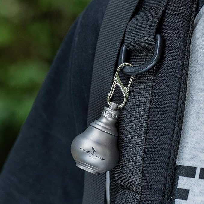 iBasingo Titanium Mini Pill Bottle Keychain Ultralight Waterproof Portable Medicine & Vitamin Storage Case for Outdoor Travel Emergency Metal Gourd Design (32.5g) Ti9006O (Titanium Original)