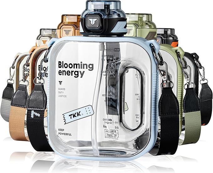 TKK 64oz Half Gallon Hydration Jug with Straw - BPA Free Tritan, Dishwasher Safe Large Capacity Plastic Water Bottle for Gym,Yoga,Travel,Camping & Outdoor