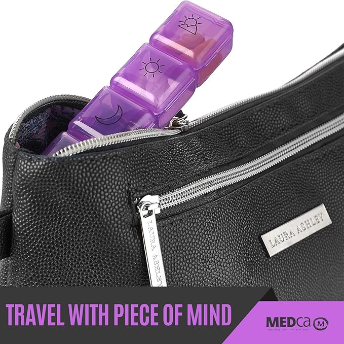 Weekly Pill Organizer - 4 Compartment Am/pm Pill Box, 7 Day Large Travel Medication Dispenser Case for Vitamins and Medicines by MEDca
