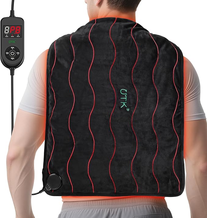 UTK Large Far Infrared Heating Pad for Back Pain Relief, Weighted Electric XL Heating Pads with Tourmaline for Neck&Shoulder, Period Cramps, Gifts for Women Mom Elder, Hot to 161℉, Auto Off, 20x24''