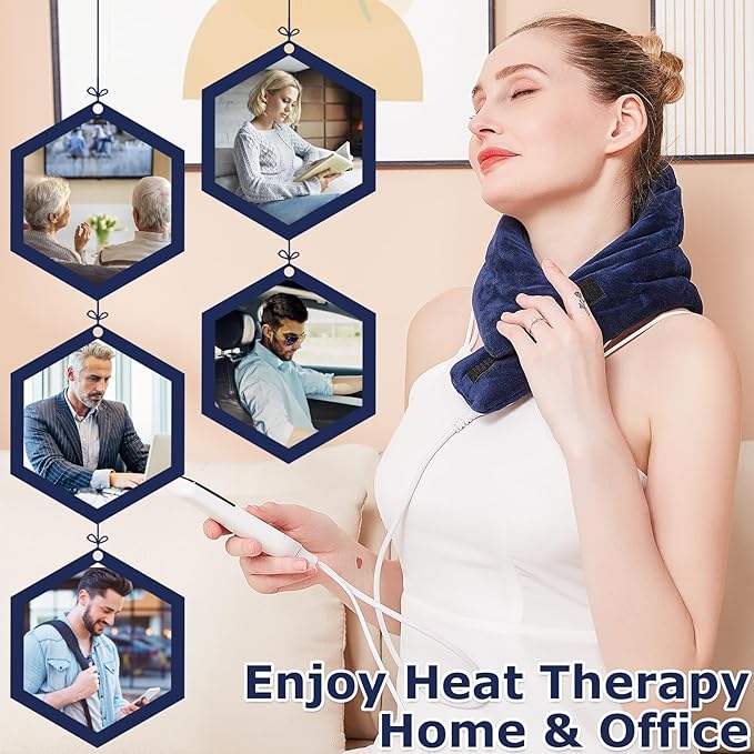 CAMECO Electric Neck Heating Pad for Pain Relief, 86℉-158℉ & 30S Heating Heated Neck Wrap Warmer for Soreness Stiffness, Super Soft Heated Scarf, Neck Heat Pad, Auto Shut-Off Timer, Gifts for Women