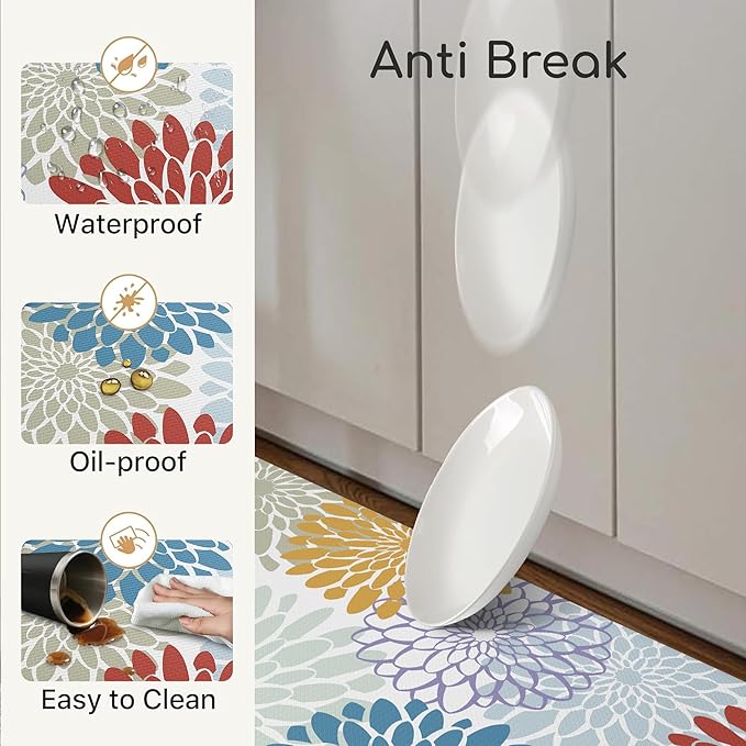 MAYHMYO Kitchen Mats for Floor - Kitchen Anti Fatigue Mat Set of 2 - Non Slip Cushioned Rugs for Standing