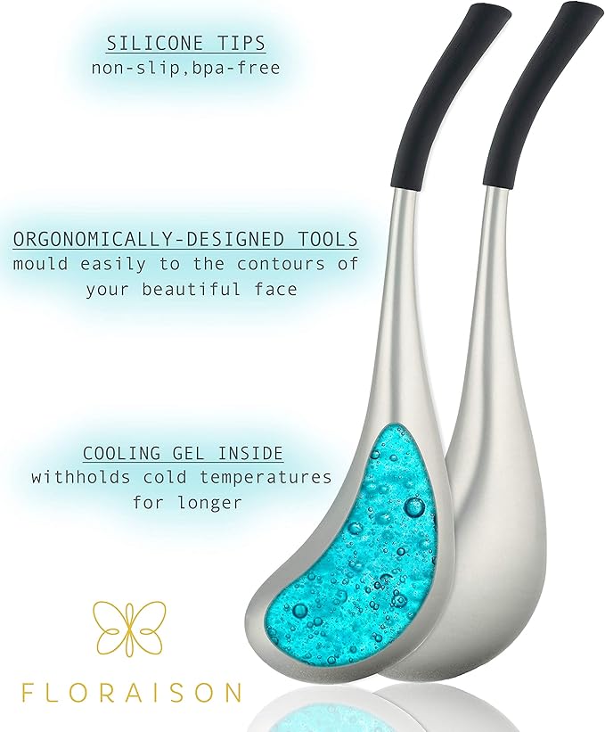 Floraison Unbreakable Stainless Steel Magic Cooling Beauty Facial Sticks for Face, Neck & Body Cryo Sticks & Cold Roller for face Puffiness & Wrinkles, Wine-Chilling Wands