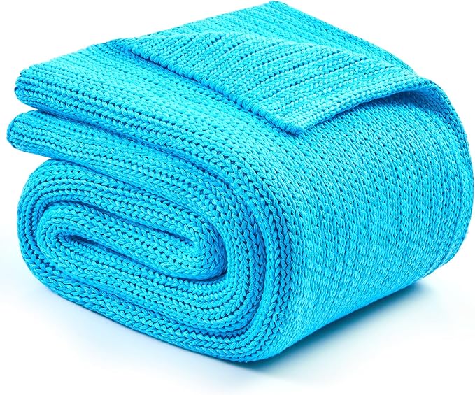L'AGRATY Knitted Weighted Blanket - 50"x60" 7lbs Cooling Chunky Knit Heavy Blanket for Adults Braided Crochet Throw Thick Cable Yarn Knit Decorative No Beads Evenly Weighted Machine Washable