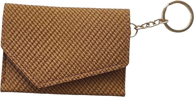 Birth Control Pill Case Wallet PU Leather Medicine Holder Keychain (Brown)