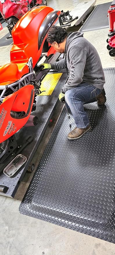 American Classic Diamond Plate Anti-Fatigue Mat – Closed-Cell Polymeric Sponge Base – Industrial Grade, Beveled Safety Edges, 9/16" or 1" Thick – Made in USA (Black, 2'x19'x9/16)