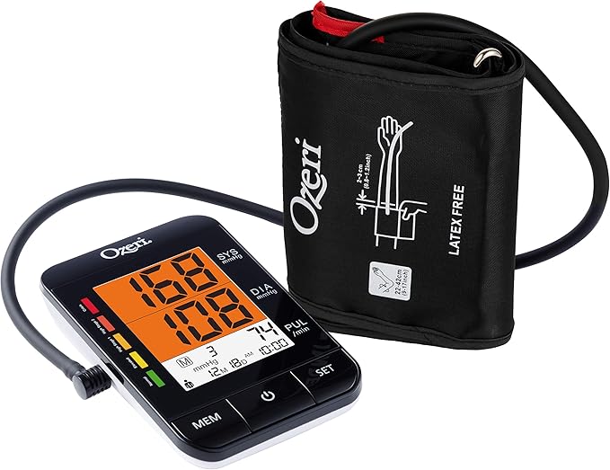 Ozeri BP9W Arm Blood Pressure Monitor with Split-Screen Hypertension Color Alert Technology