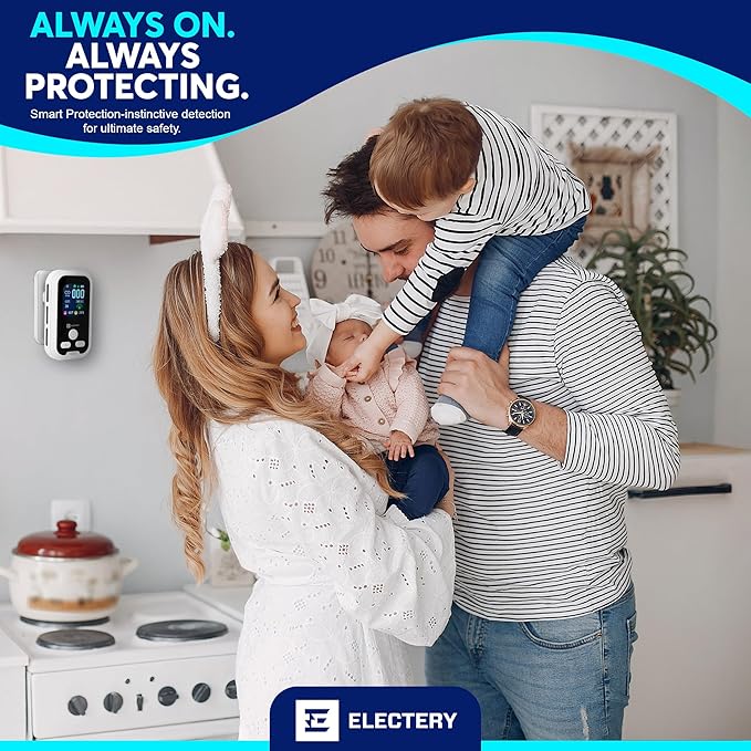 5‑in‑1 Upgraded Natural Gas Leak Detector & Carbon Monoxide Detectors with Smoke Alert Plug‑in with Dual Sensor, LCD Display Alarms, Temperature & Humidity Monitor for Home & RV (4)