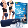 IceSleeve Elbow & Knee Ice Pack Wrap, Reusable Ice Sleeve for Arm & Leg, Flexible Gel Ice Pack for Knee Injuries, Tennis Freeze Sleeve Elbow Compression Wrap, Cold & Heat Therapy, Blue SM 1 Pack