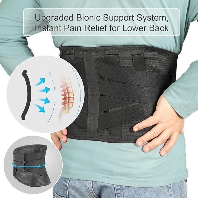 Heated Back Brace for Lower Back Pain, for Men and Women, Superior Support Belt for Sciatica, Herniated Disc, and Scoliosis Relief - Breathable Lumbar Support for Work and Heavy Lifting