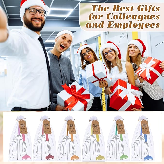 Hoolerry 24 Sets Massage Gifts Head Massager Back Scratcher Fingers Head Scratcher Manual Scalp Massager Valentine's Day for Body Home Office Spa Stress Relief Relaxation Women Men (Colorful)