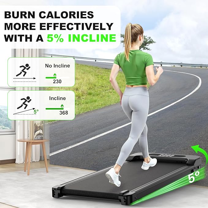 2 in 1 Walking Pad with Handle Bars, 8% Incline Foldable Treadmills for Home Office Ultra Quiet <40dB, 3.5 HP Portable Walking Jogging Running Machine with LED Display & Remote, 320+LB Capacity