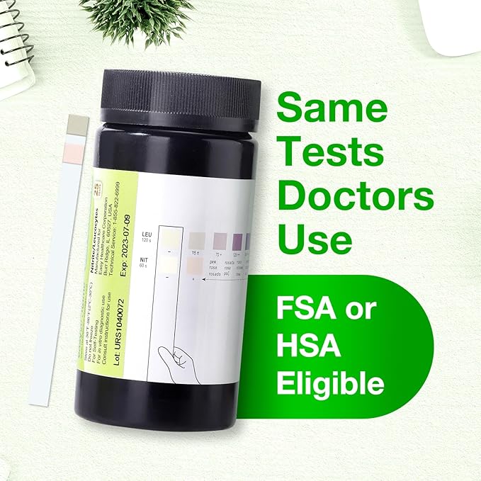 Easy@Home 100 Tests (25 Ct/4 Bottles) Urinary Tract Infection UTI Test Strips, Monitor Bladder Urinary Tract Issues Testing Urine- FSA Eligible, for OTC USE, Urinalysis (UTI-100P)