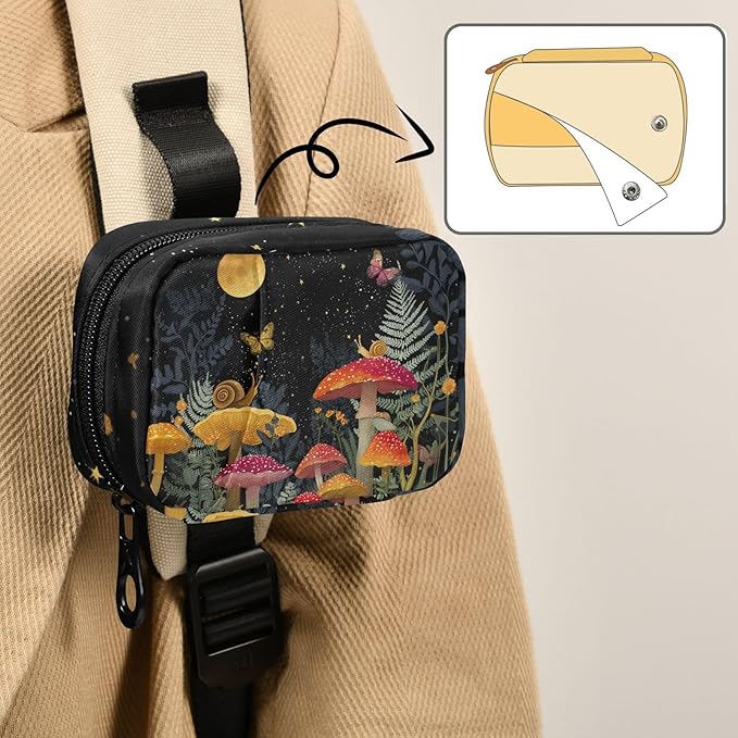 Snail Mushroom Pill Box 7 Day Pill Case Travel Pill Organizer Bag Container for Medicine with Zipper Portable Weekly Case Compact Size for Medicine, Vitamin, Supplement