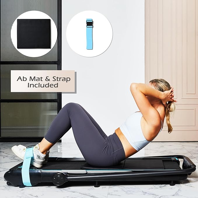 Ksports Walking Pad & Folding Treadmill – 2.5HP, Sit-Ups Mat, Bluetooth App, Portable Wheels | Incline, Desk, Dual Displays, 308 lbs & 265lbs Capacity