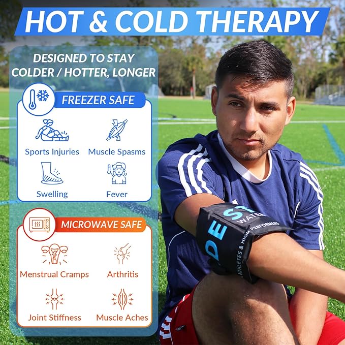 Coldest Gel Ice Pack Flexible Compress with Straps Provides Alleviate Joint and Muscle Pain Flexible Therapy Injuries - Shoulder, Back, Knee, Neck, Ankle Hip Elbow Foot & More (Large)