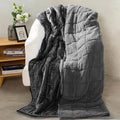 Aemicion Queen Size Weighted Blanket 15lbs,Plush Fleece Sherpa Heavy Blanket, Breathable Soft Weighted Blanket as Gifts for Women Man-Dark Grey