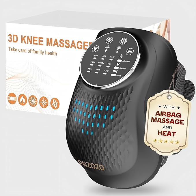Electric Knee Massager, 3D Airbag Compression Knee Heating Massager, 3 Heating Levels, 3 Vibration Modes, LED Screen, Adjustable Straps, Gift for Men and Women