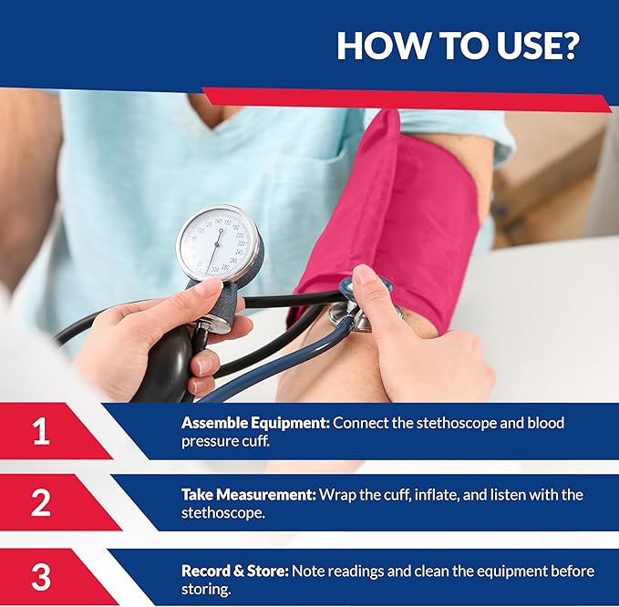 Deluxe Aneroid Sphygmomanometer Blood Pressure Monitor Set – 2-Pack – Adult Cuff, Carrying Case & Calibration Tool – High Contrast Dial for Accurate Readings – Portable & Durable Design – Pink