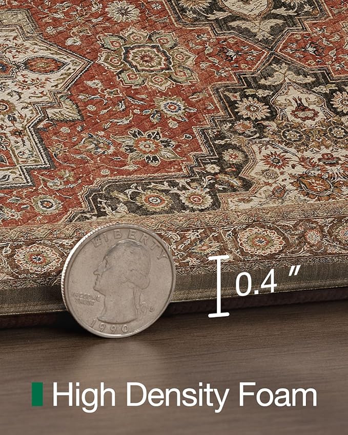 LUMI Kitchen Mat Anti Fatigue Cushioned, Memory Foam Padded Standing Rug Washable, Non Slip Comfort Floor Runner for Home, Sink, Laundry, Office, 24"x87", Red