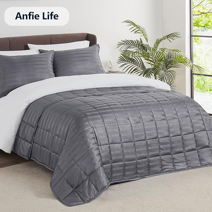 Weighted Blanket Kids (36"x48" 3lbs),Ultra Soft and Cozy Cooling Weighted Blanket Kids,Heavy Blanket with Machine Washable Soft Blanket, Stripe Grey
