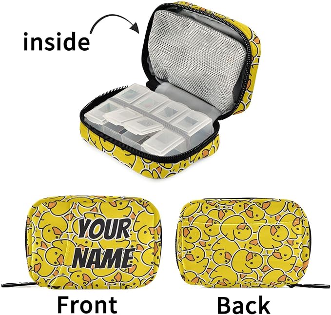 Daily Vitamin Medicine Organizer Little Yellow Duck Cute Travel Pill Organizer Daily Medicine Container Twill Pill Case Bag