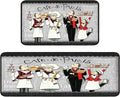 Black Fat Chef Kitchen Rugs 2 Piece Set for Floor Mat, Non Skid Washable Absorbent Microfiber Fat Chef Kitchen Mat for in Front of Sink for Standing for Home Fat Chef Kitchen Decor 17"X30"+17"X47"