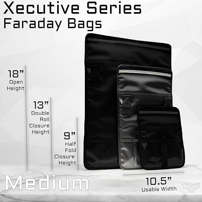 Xtreme Sight Line ~ Faraday Bag for Tablets and Other Medium Size Electronics ~ Data Security for Executive Travel ~ Shoulder Strap Included ~ Tracking/Hacking Defense
