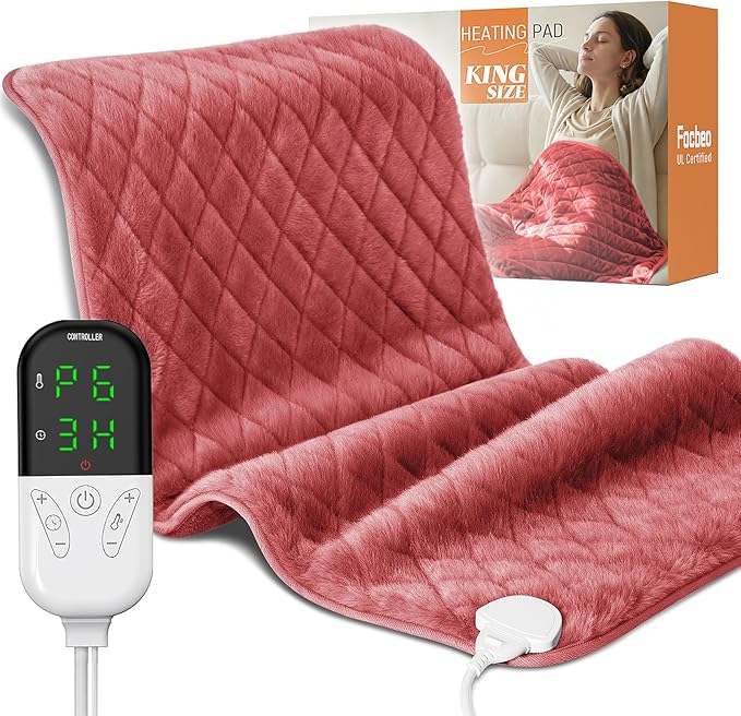Heating Pad for Back & Period Cramps – 35"x20" King Size, Electric Heating Pads for Shoulder Neck Arms Legs, Dry/Moist Heat, 6 Heating & Auto Off, Machine Washable, Birthday Gifts for Women & Men