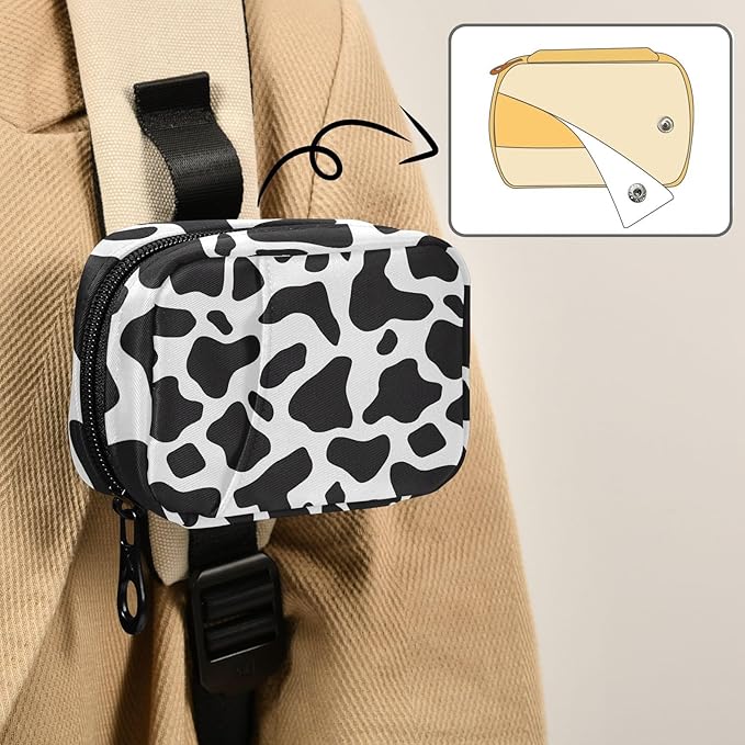 Black Cow Print Pill Organizer Case Simple Animals Skin 7 Day Travel Pill Box with Zipper Portable Weekly Vitamin Medicine Supplement Holder Pouch Bag