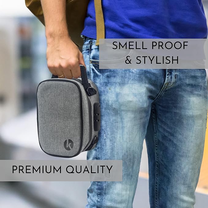 KIBAGA Travel Pill Organizer & Secure Medicine Storage Bag with Lock - Personal Container Box with Smell Control -Portable Water Proof Case for Vitamins, Supplements & First Aid
