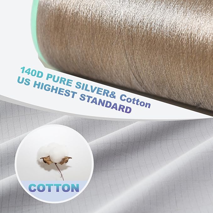 Grounding Sheets King,10% Pure Silver Fiber+90% Organic Cotton,Deep Pocket Grounding Bed Sheets.Grounded Fitted Sheets Set.