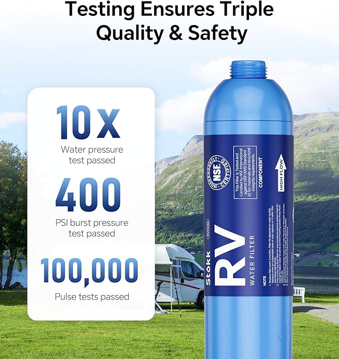 Stokk RV Water Filter, NSF Certified, RV Inline Camper Water Filter for Pool, Garden Hose Filter, Greatly Reduces Bad Taste, Chlorine, Odor, Rust and Sediment, 2 Pack