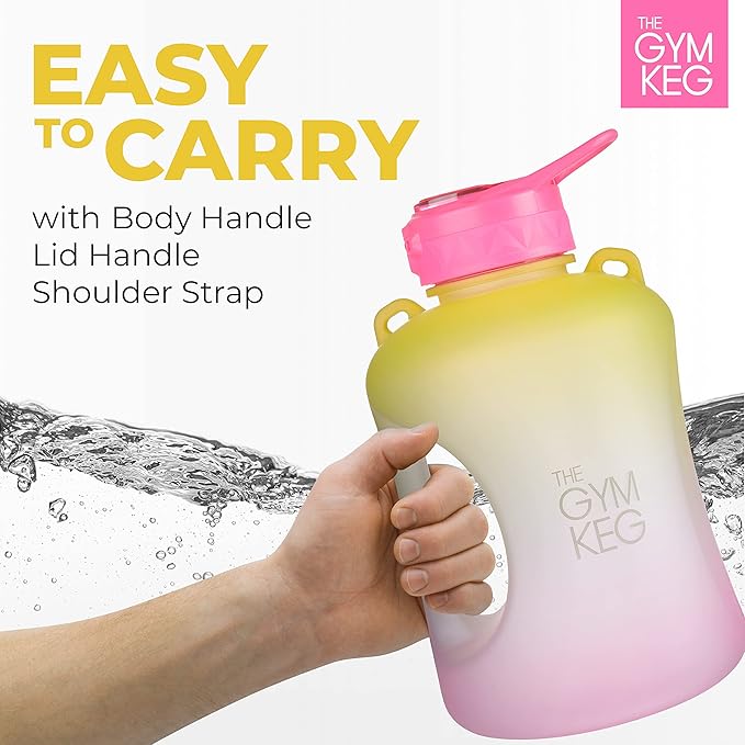 THE GYM KEG 1 Gallon Water Bottle (128oz) I 3.78l Big Water Jug I 128 oz Sports Bottle with Straw and Motivational Time Markings I Large Reusable Bottle | BPA-Free Plastic I Leakproof