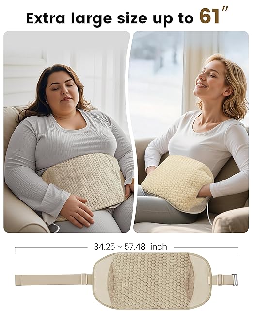 COMFIER Heating Pad for Back Pain Relief,Lower Back Massager with Heat with Hand Warmer Pocket,Extra-Large Size 61",Back Heating Pad for Period Cramps,Fast Heat Pad