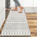 Anti Fatigue Kitchen Rugs Set of 2, Boho Kitchen Mats for Floor, Boho Kitchen Decor, Anti-Slip and Anti-Fatigue Foam Standing Mat,17x30 inch Sink Mat+17x47 inch Runner Rug White