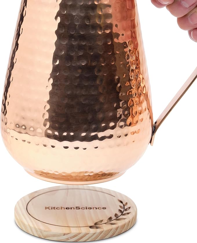 Large Pure Copper Pitcher (70 oz. /2000 ml) with 2 Tumblers for Drinking Water | Vase | Water Jug Set