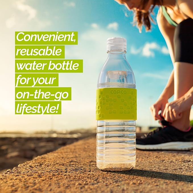 Copco Hydra 16.9 oz Water Bottle – Leak Proof, Tritan Durable, BPA Free, Dishwasher Safe, Twist Open Body for Ice & Easy Cleaning, Silicone Non-Slip Grip, Portable for Gym & Office (Lime Green)