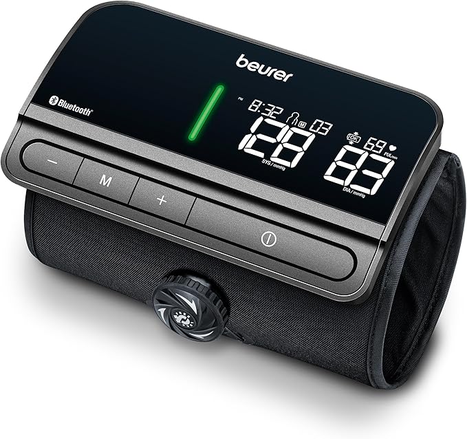 Beurer BM81 easyLock Automatic Upper Arm Blood Pressure Monitor, Smart Cuff Without Cables for Fast Measurement, Data Transfer to Apple Health and co, Bluetooth, 240 Memory Sets