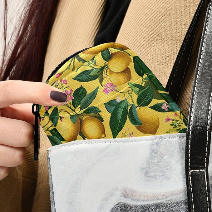 Lemons and Floral Pink Travel Pill Organizer Case Box Container Weekly Portable Vitamin Medicine Holder Storage Bag with Zipper Removable