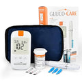Gluco-Care Glucose Monitor Kit - Sleek White Design, Clear Display, Auto Calibration, Glucometer Kit with Strips and Lancets, 5 Sec Results, 500 Memory, Travel Case, 1 Lancing Device, Convenient Blood Surgar Testing for Diabetes